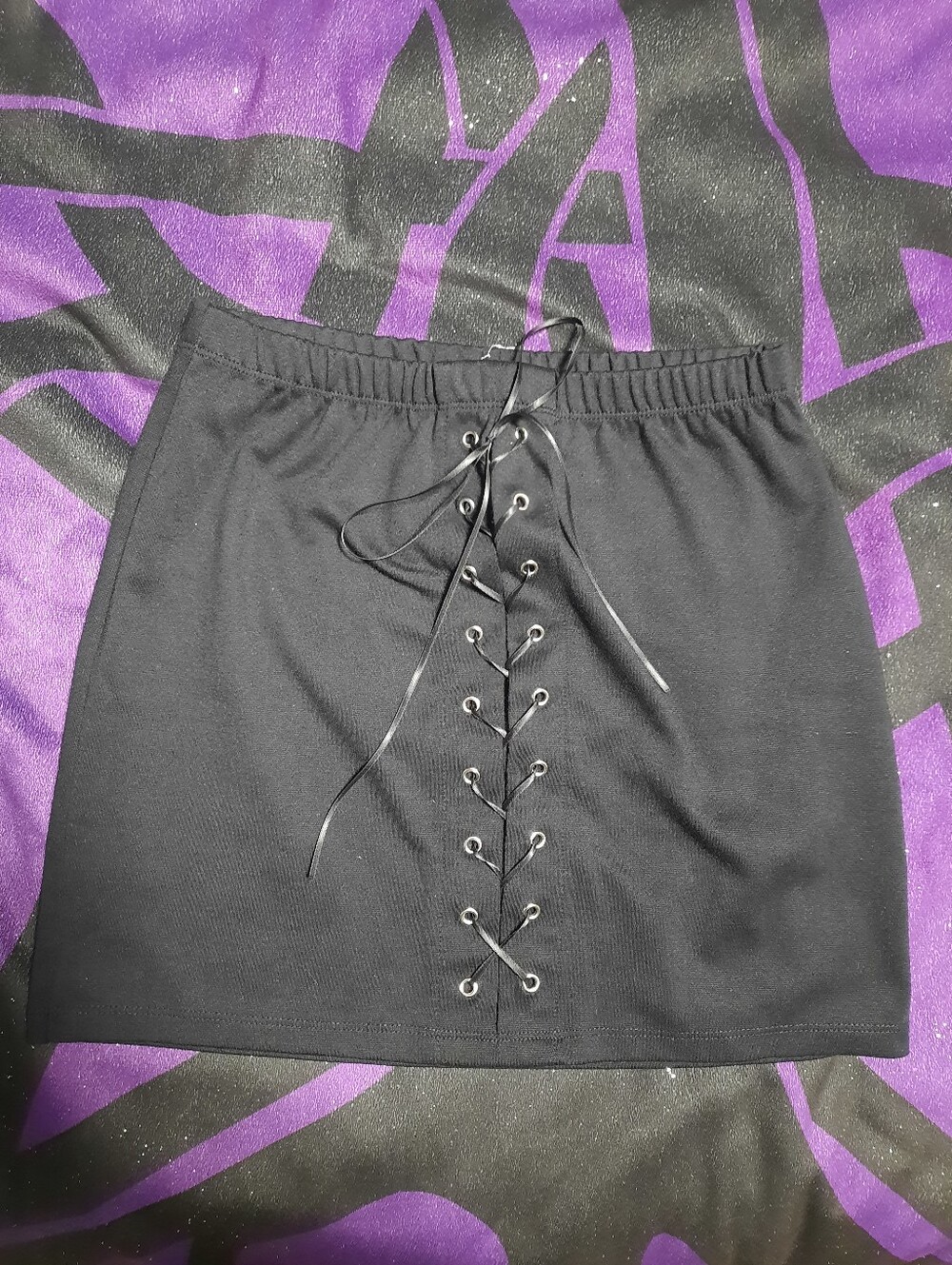 Ardene Black Lace-Up Mini Skirt